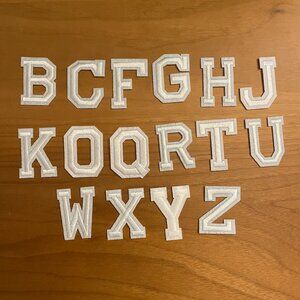 Iron On Patches 16 PCS White Alphabet (SKU: 65MI)